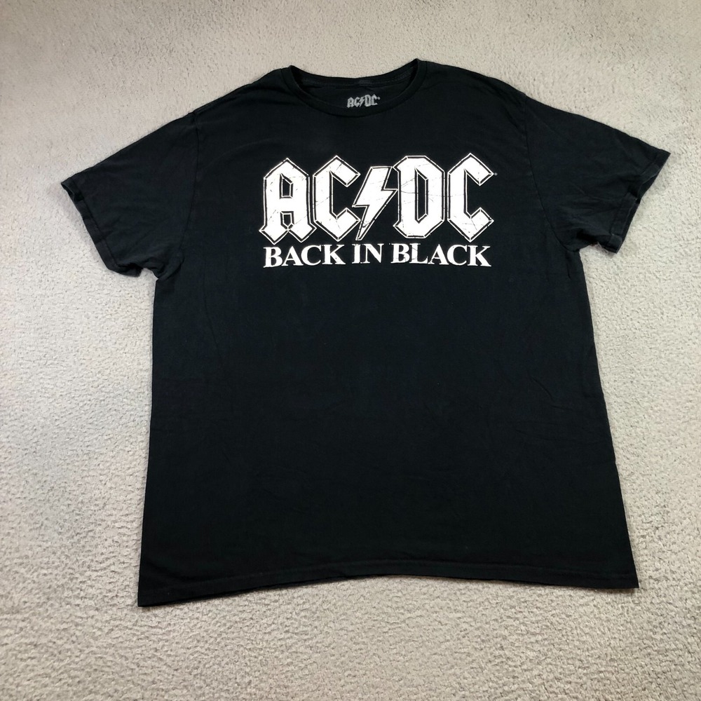 ACDC back in black T Shirt Mens XL black puff print